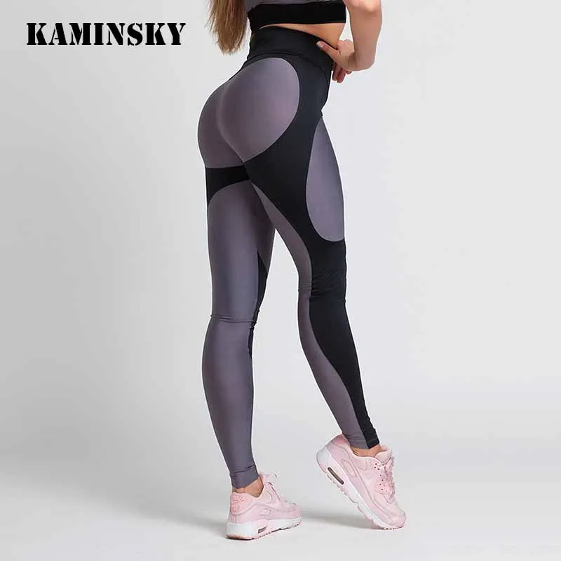 

Kaminsky Women High Waist Pant Legging Fitness Push Up Jeggings Femme Peach Heart Workout Leggings Skinny Patchwork Leggings