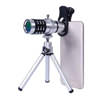 

12x Zoom Optical Telescope Telephoto Lens Wide Angle Macro lenses Telescopewith Tripod Clip Kit Universal Phone Camera Lens