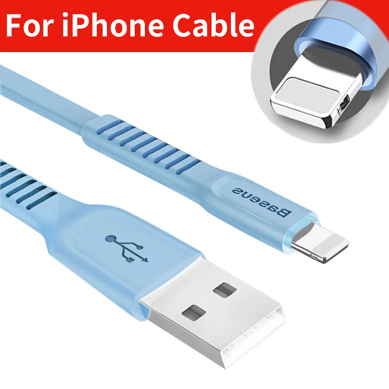 Baseus USB кабель для iPhone XS Max XR X 8 Быстрая зарядка зарядное устройство USB-C Шнур Micro usb type C кабель для Android мобильного телефона - Цвет: IOS Blue