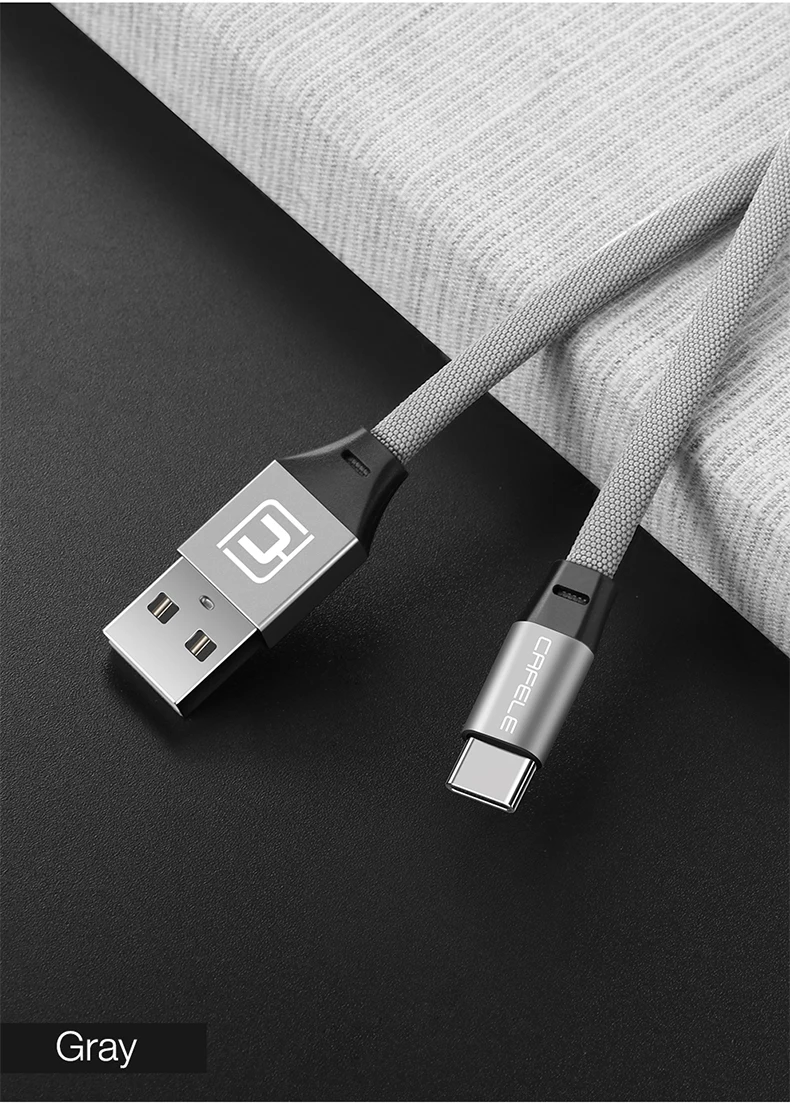 CAFELE type C USB кабель для зарядки для телефонов samsung huawei Xiaomi Oneplus Прочный usb type C порт кабели для мобильных телефонов