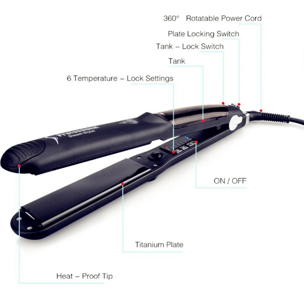 Утюжок для выпрямления волос с турмалиновым покрытием|steam hair straightener|flat ironhair