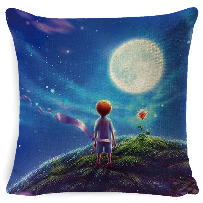 Little Prince Fairy Tale Series Printed Sofa Cushion Cover Home Decor Homeware Throw Pillowcase Linen Square Cushion Cojines