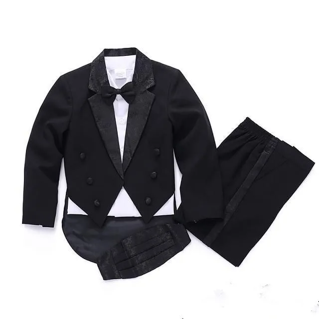 Модные весна-осень 5 шт. белый/черный Детские костюм для мальчика Куртки для детей костюм для мальчика для свадьбы Вечерние Свадебная вечеринка костюм для мальчика