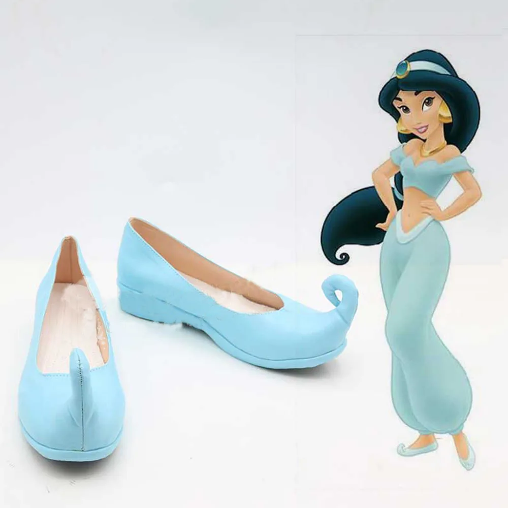 Aladdin Jasmine Cosplay Shoes Boots Blue Flat Shoes Halloween Carnival Cosplay Costume Accessories For Women Aladdin Jasmine Cosplay Shoes Boots Blue Flat Shoes Halloween Carnival Cosplay Costume Accessories For Women