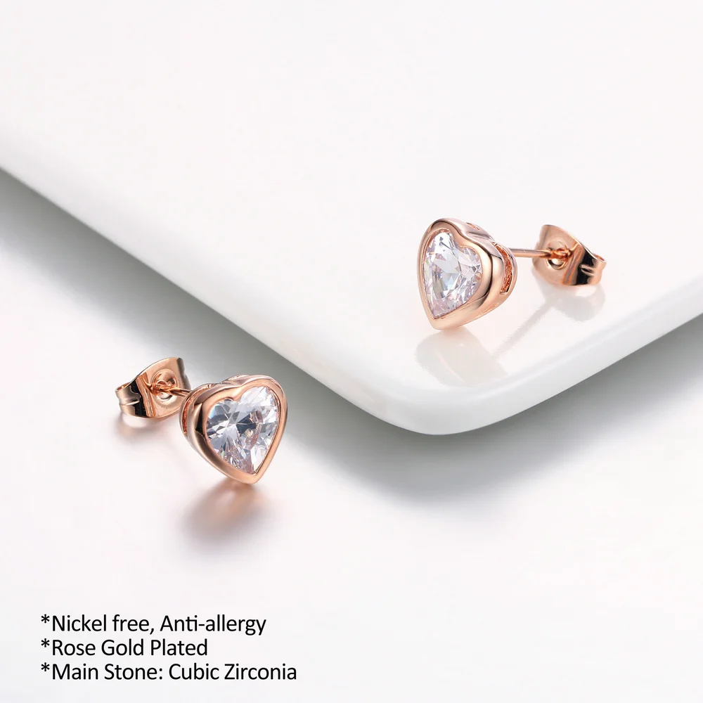 Уникальный шик ЛЮБОВЬ сердце кубический цирконий подвески помолвка Свадебные Ювелирные наборы 18KRGP ожерелья и серьги горячая Распродажа DFS281