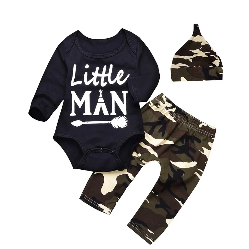 3Pcs Baby Clothes Set New Army Green Newborn Baby Girl Clothes Romper T ...