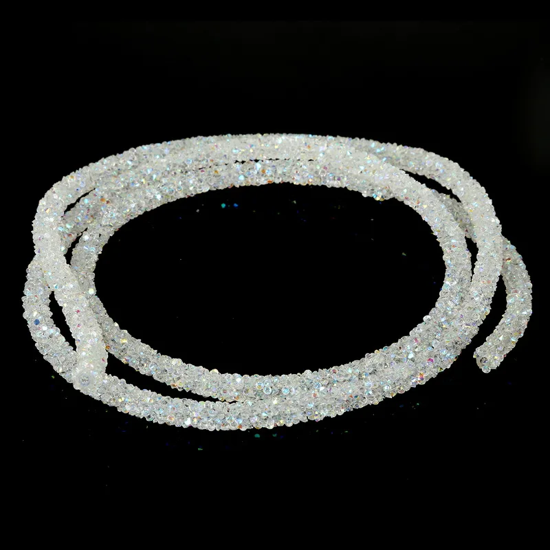 1 м/лот, 7 мм, мягкая трубка, ювелирный шнур, веревка из полимера с прозрачными стразами, обрезная проволока для DIY, ожерелье, браслет, изготовление ювелирных изделий - Цвет: White AB