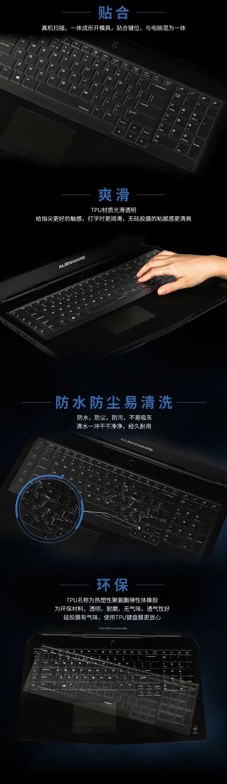 Ноутбук ясности Tpu крышка клавиатуры для Новый Alienware 17 R2 R3 R4 R5 AW17R2 AW17R3 AW17R4 AW17R5 17,3 "2015-2018 выпуска