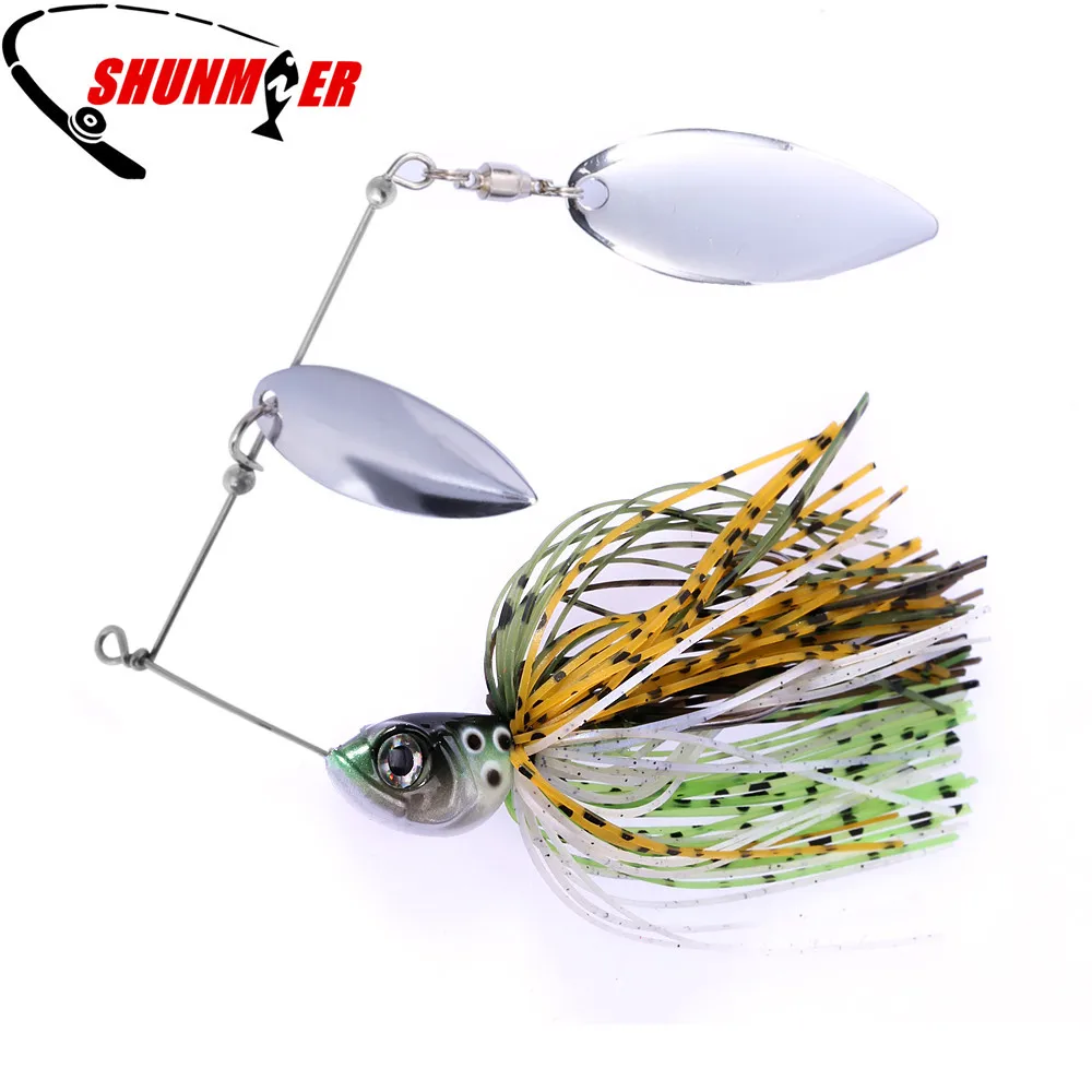 SHUNMIER Fishing Hard Spinnerbait Lures 3pcs 10.5g14g Double Willow
