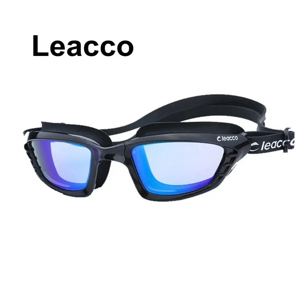 Leacco новые силиконовые водонепроницаемые hd очки для мужчин и женщин гальванизированные противотуманные УФ очки для плавания большая коробка Интегрированные Очки - Цвет: black