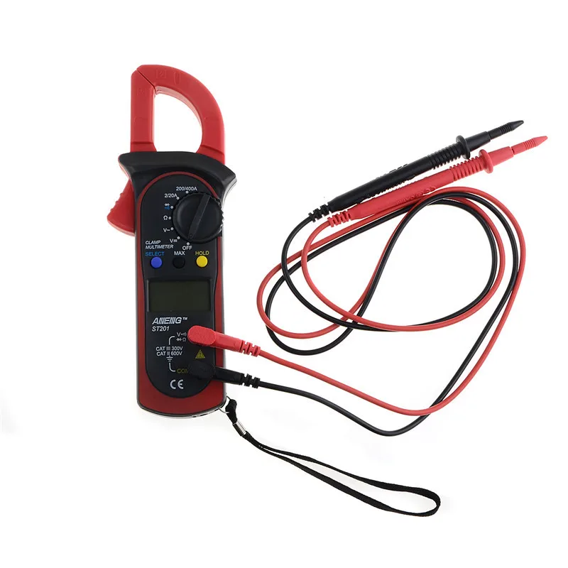 

1 PC New Digital Handheld Clamp multimeter ST-201 True RMS LCD Multifuction Ohm DC AC Voltmeter AC Ammeter Data Tester