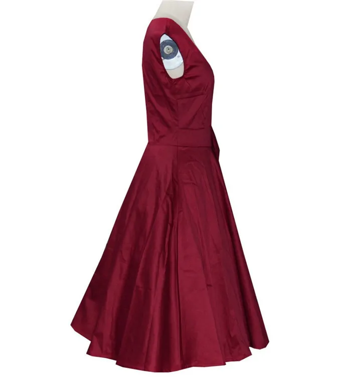 Европейская Винтаж 50 s 60 s рокабилли платье Audery Хепберн Платье хлопок качели бальное платье черный/ бордовый