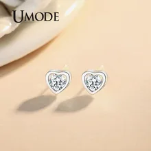 UMODE, женские маленькие милые серьги-гвоздики в форме сердца, кристалл, кубический цирконий, корейская мода, ювелирные изделия, bisuteria de moda oorbellen UE0455