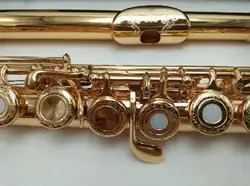 SUZUKI промежуточный позолоченный Флейта Professional выгравированы цветочный мундштук конструкции C Ключ флейты 17 Отверстия открытые отверстия