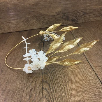 

Baroque Gold Leaf Tiara Set Handmade Flower Crown Bridal Headpiece Ornament Jewelry Wedding Hair Accessories WIGO1156