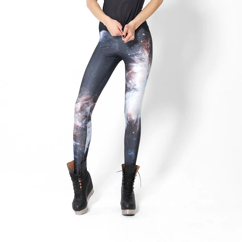 Дизайн космическое пространство Печатные сексуальные леггинсы для фитнеса женские модные готические креативные тонкие популярные штаны