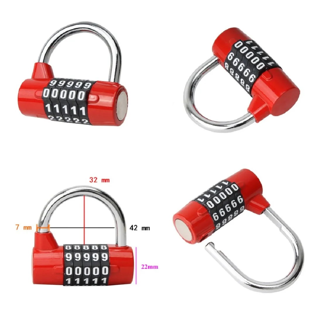 Digit Dial Combination Code Bright Color 5 Number Lock Padlock For Luggage Zipper Bag Backpack Handbag Suitcase Drawer Digit Dial Combination Code Bright Color 5 Number Lock Padlock For Luggage Zipper Bag Backpack Handbag Suitcase Drawer