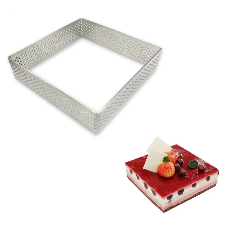 4-6-8-Inch-Stainless-Steel-Square-Shape-Rectangular-Tart-Ring-Mousse-Perforated-Cake-Mould-Circle