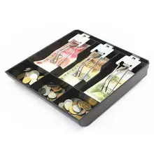 6 сетки черный пластик Монета коробка для хранения денег банкнот лоток Органайзер с 3 съемными металлическими зажимами держатели карт
