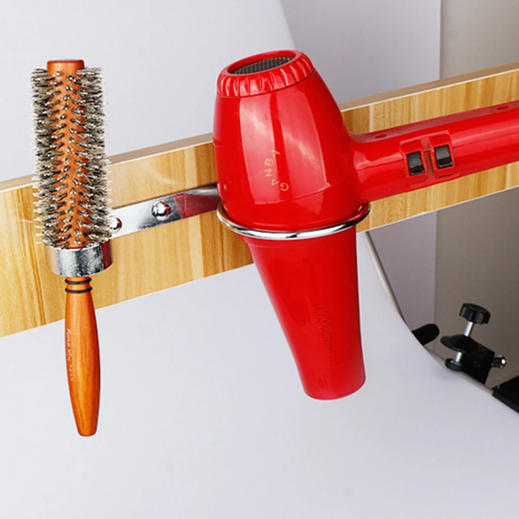 Bathroom Round Hair Dryer Holder Hair Care Tools Straighteners Iron Holder Wall Mount Chrome Finished Stainless Steel	