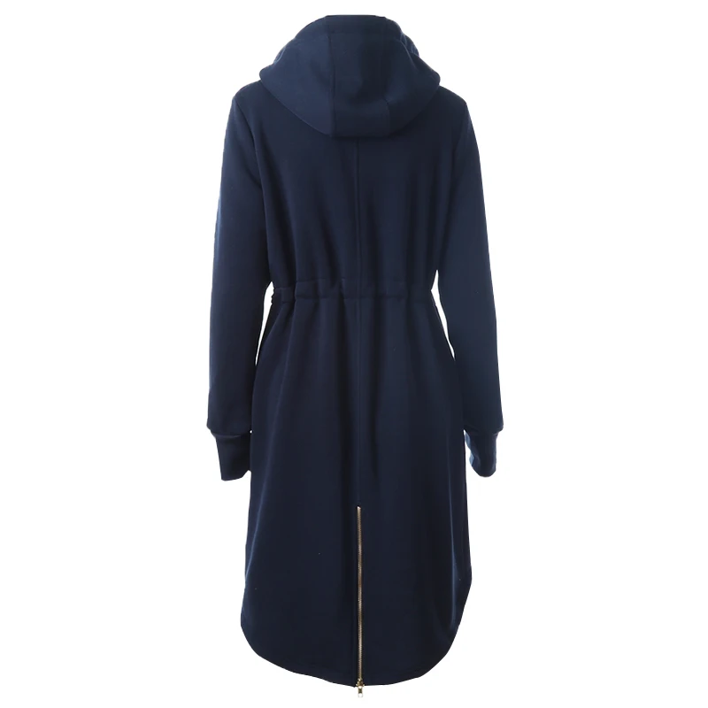 Womens Drawstring Hooded Coat Jacket Ladies Warm Zip Pocket Long Outerwear Parka
