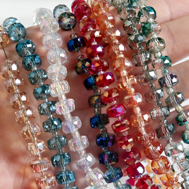 

10Pcs/lot Wheel Shape Rondelle Austria faceted Crystal Glass Beads Loose Spacer Round Beads for Jewelry Making Colorfuls 5x7mm