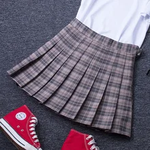 Демисезонный модные Высокая Талия клетчатые юбки женские Элегантный дизайн узкие универсальные плиссированные юбки Повседневное трапециевидной формы мини-юбка M606