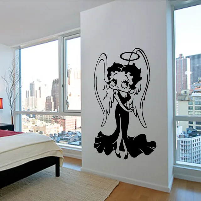 Betty Boop Angel Wings Children Bedroom Wall Mural Nursery Art Betty Boop Angel Wings Children Bedroom Wall Mural Nursery Art Sticker Transfer Vinyl Cut Decal Stencil