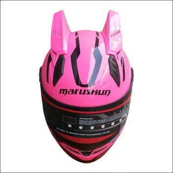 

Brand MALUSHUN motorcycle helmet Pink helmet full face automobile racing helmet Casco with pink horns