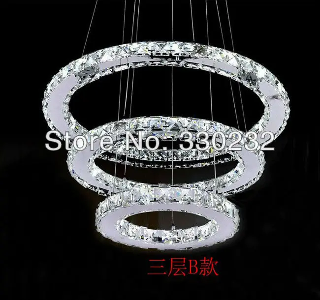 

Modern Lamp Three Round 60cm 40cm 20cm LED Crystal Pendant Lighting Fixture