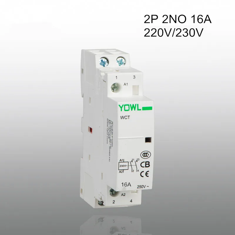 Американская классификация проводов 2р 16A CT1 220 V/230 V 50/60 Гц 35 мм Din rail AC контактор для дома 2NO