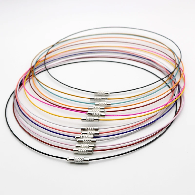 

Wholesale 100pcs/lot 1mm Steel Wire Cable Cord Rope Chain Choker Necklace Jewelry DIY Cords Findings 18" Mixed Colors