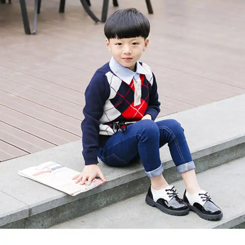 2016 New Boys Leather Shoes For Wedding England Styles Kids