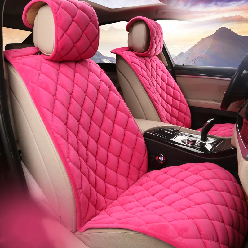Универсальные плюшевые чехлы для сидений автомобиля с теплым искусственным мехом, Автомобильная подушка для переднего сиденья, защита салона автомобиля, подходит для автомобиля 99
