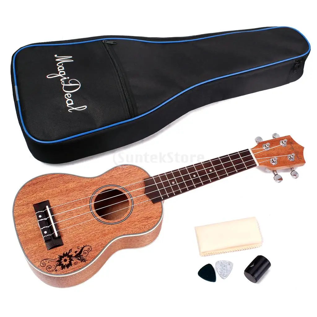 MagiDeal 21' Mahogany Soprano Ukulele Uke Guitar Beginners with Gig Bag