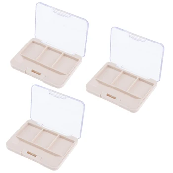 

3Pieces 3 Grids Empty Makeup Palette Container Case For Lipstick Eyeshadow Blush Highlight Bronzer With Mirror