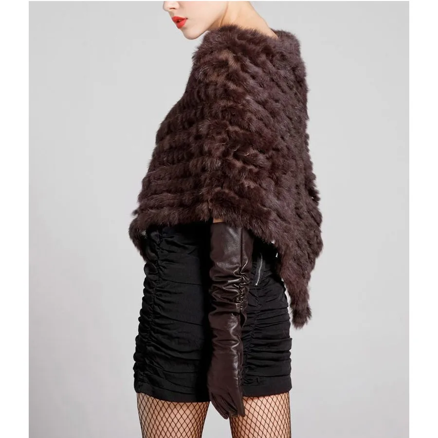 Распродажа, модная женская вязаная накидка шаль-пончо из натурального кроличьего меха, пальто, куртка