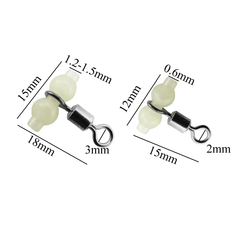 10pcs Fishing Barrel Swivel Glow Beads Solid Ring Interlock Snap Pin Connector