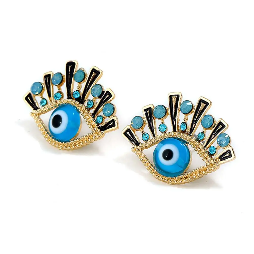 

Woman Fashion Geometric Eyes Rhinestone Ear Stud Earrings Jewelry Accessories