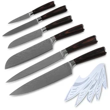 7CR17 stainless steel chef slicing santoku utility paring kitchen knives laser Damascus pattern household knives cooking tools