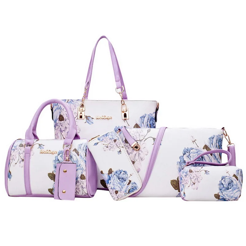

6 Pcs/set Tote Bag Leather Women Shoulder Composite Bag Luxury Shopper Handbags Sac 2018