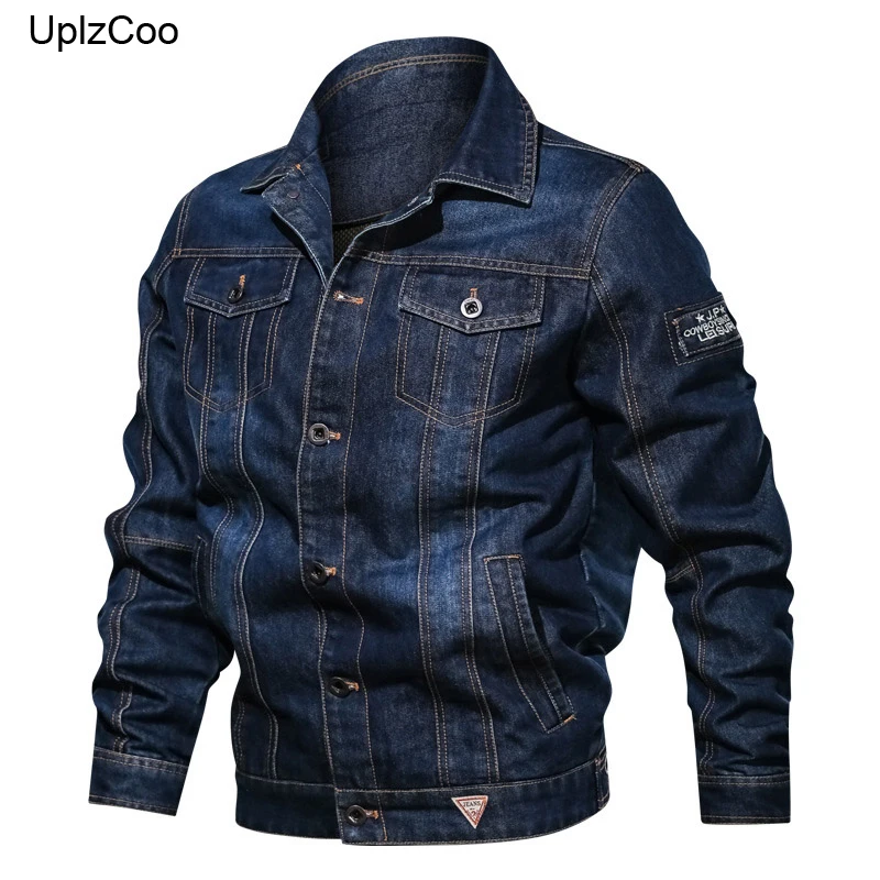 

UplzCoo Men's Jacket Spring And Autumn New Casual Men Denim Jacket Street Hip Hop Large Size Multi-pocket Lapel Jacket6XL FM100