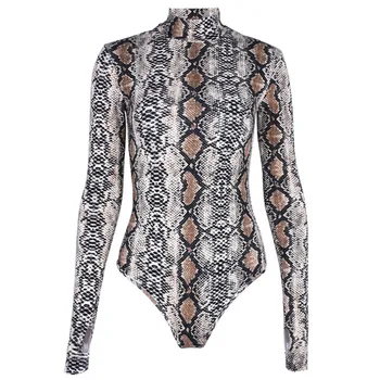 

New Ladies Serpentine Long Sleeve Sexy Clubwear Bodysuits Skinny Jumpsuits For Women 2019 Crewneck Rompers Combinaison