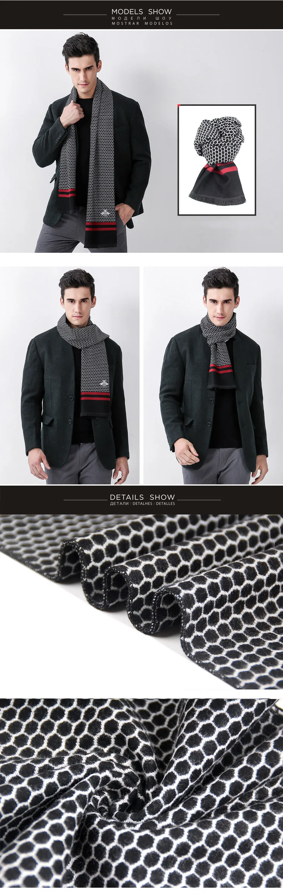 Шарфы для мужчин шарф Зимний теплый небольшой квадратный шелковый пончо Осень мода повседневная шерстяная одежда аксессуары Одежда люксовый бренд