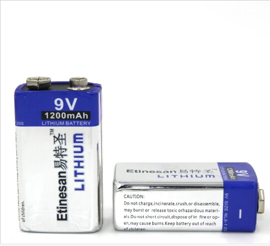2pcs/lot 1200mAh Etinmesan 9v Li Batteries 9V Li ion ...