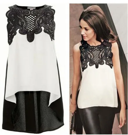 

2019 explosion embroidered chiffon shirt sleeveless loose bottom coat multi-code high quality