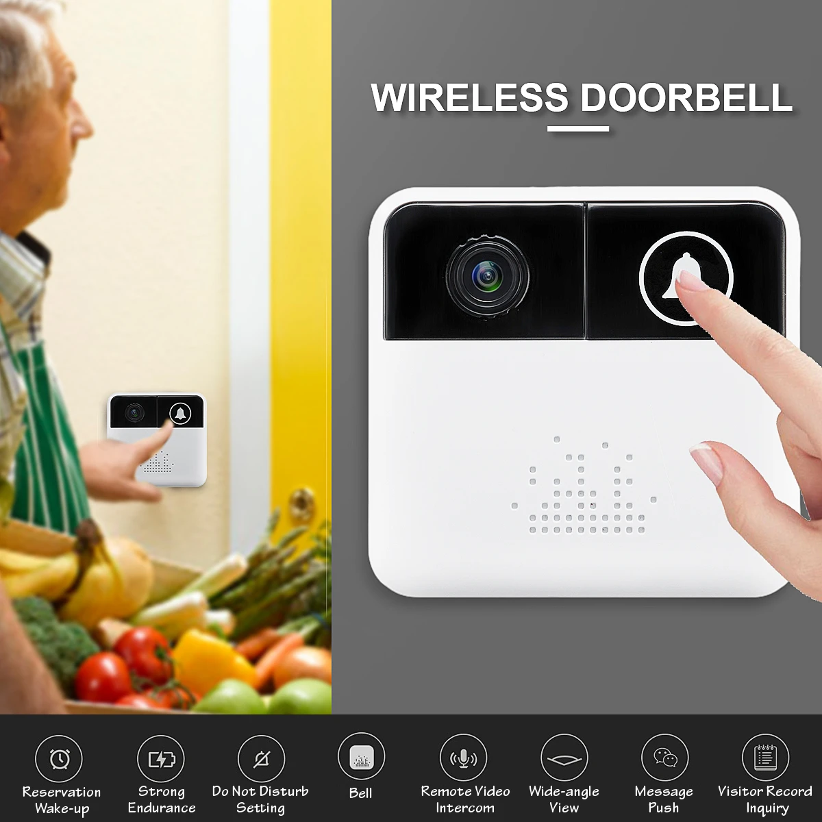 

WiFi HD Video Security Camera Wireless Doorbell Remote Phone Intercom Door Bell Night Vision IOS Android Auto Strong Endurance