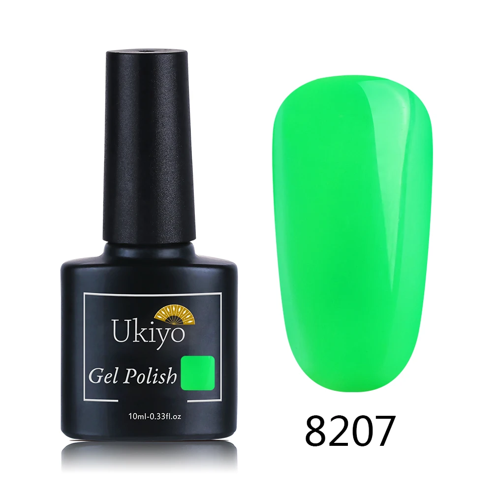 Ukiyo 10 мл Неоновый Цвет Гель-лак для ногтей замачиваемый УФ-гель для ногтей Маникюрный Гель-лак основа и верхнее покрытие полуперманентный - Цвет: 8207