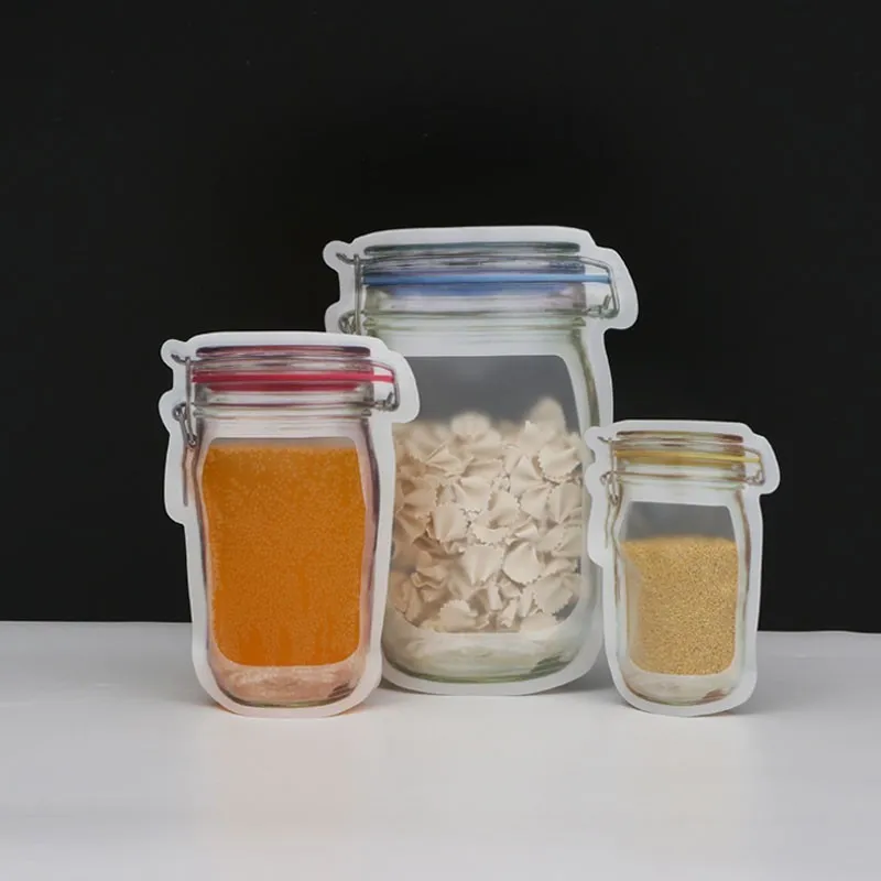 

5Pcs/set Reusable Mason Jar Bags Portable Mason Jar Zipper Bags Seal Food Saver Storage Bags Snack Sandwich Ziplock Bags
