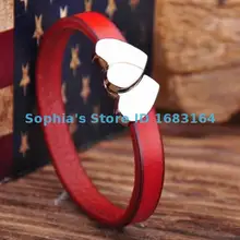 G111 оранжевый Новая красивая футболка сердца застежка кожаный чехол в стиле ретро Для Мужчин's браслет наручная повязка наручник